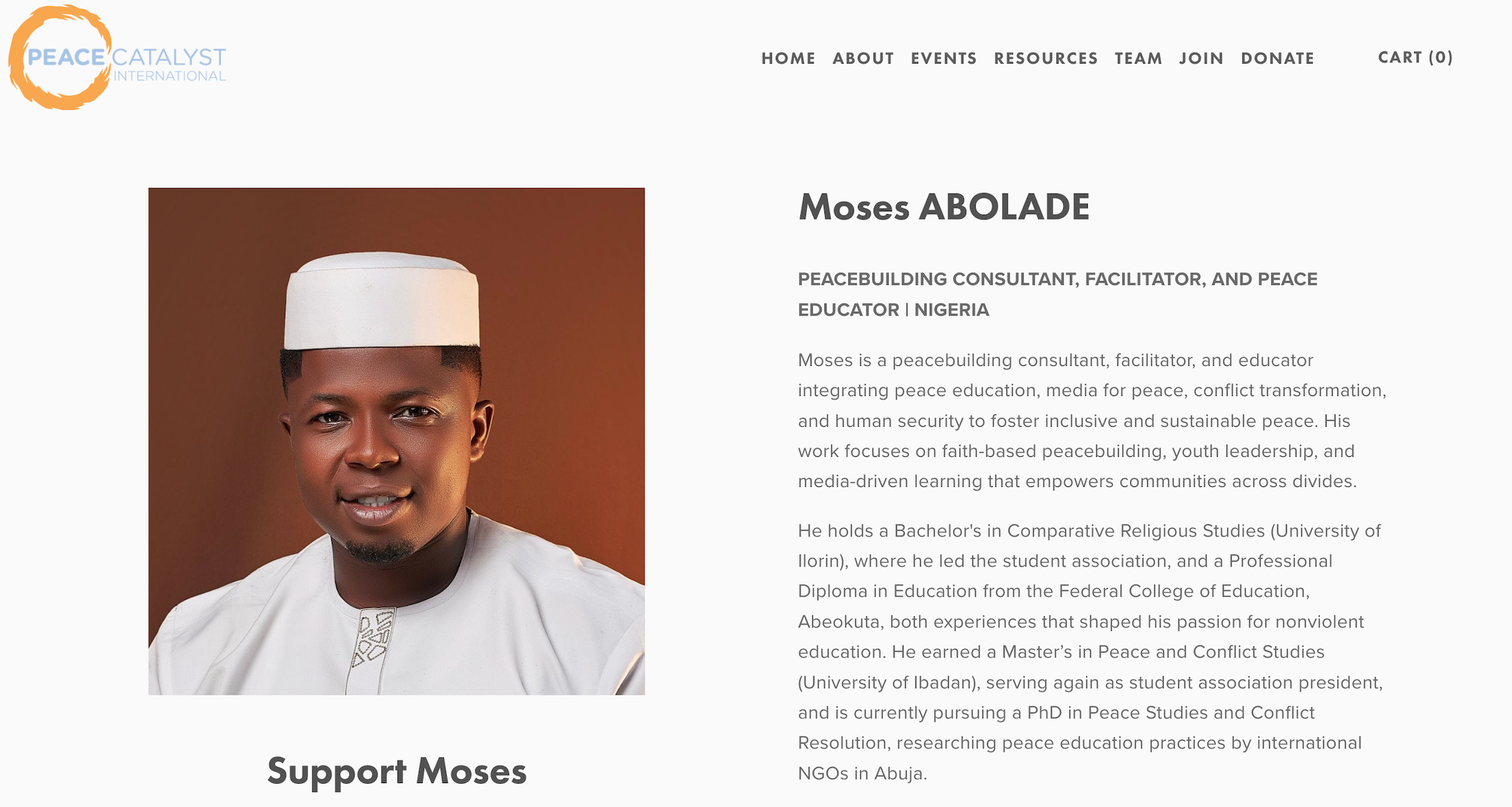 Amb. Moses ABOLADE Joins Peace Catalyst International as Peacebuilding Consultant, Facilitator, and Educator